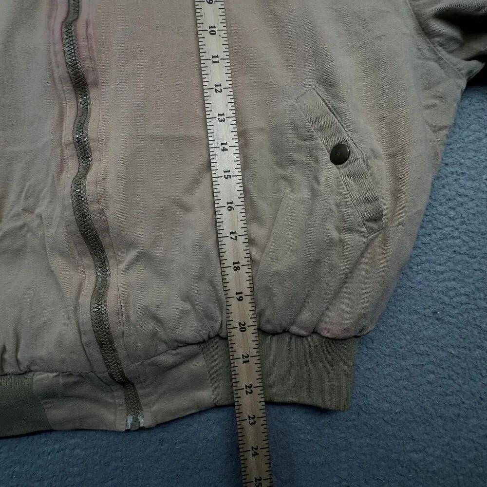 Vintage 80s 90s Duck Head Cotton Bomber Jacket Mens Large Khaki Brown Red Zip